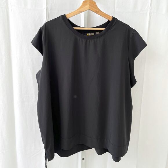 ZELLA  Size 3X Plus Pursuit Cap Sleeve Top Crew Neck Workout Pullover Black - Picture 1 of 5